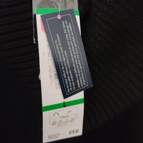 Jones New York Signature Metallic Black Long Sleeve Swoop Neck Turtle Neck - Picture 4 of 4